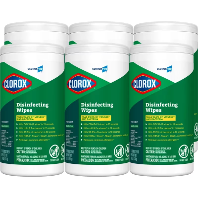 Clorox® Fresh Scent One-Step Disinfectant Multi Surface Wipe Bleach-Free Antibacterial 75 Count/Pack 6 Packs/Case