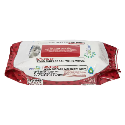 Unscented Food Service Sanitizer Wipe No Rinse 80 Count/Pack 12 Packs/Case