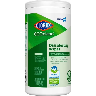 Clorox® EcoClean™ Disinfectant Wipe 75 Count/Pack 6 Packs/Case
