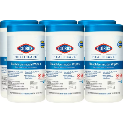 Clorox Healthcare® Bleach Germicidal Floral One-Step Disinfectant Multi Surface Wipe 150 Count/Pack 6 Packs/Case