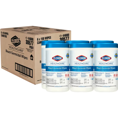 Clorox Healthcare® Bleach Germicidal Floral One-Step Disinfectant Multi Surface Wipe 150 Count/Pack 6 Packs/Case