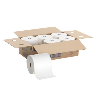 Sofpull® Roll Paper Towel 7.8IN X1000FT 1PLY White Hardwound 700 Sheets/Roll 6 Rolls/Case 4200 Sheets/Case