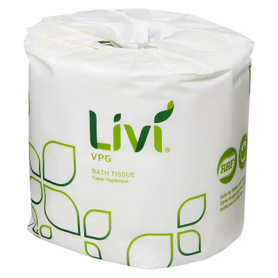 Livi® Toilet Paper & Tissue Roll 4.06X3.66 IN 2PLY White 1.77IN Core Diameter 500 Sheets/Roll 96 Rolls/Case