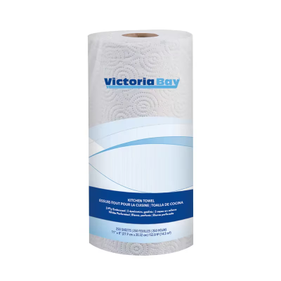 Victoria Bay Household & Kitchen Roll Paper Towel 11X8 IN 2PLY 250 Sheets/Roll 12 Rolls/Case