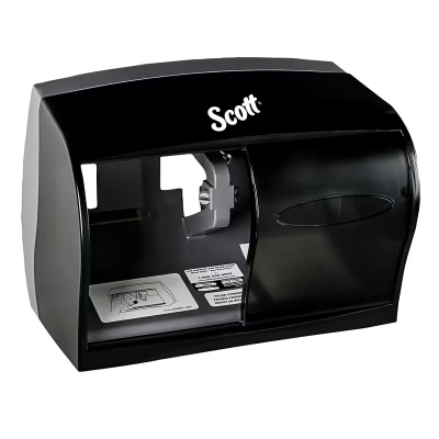 Scott® Essential Toilet Paper Dispenser 11X7.63X6 IN Wall Mount Black 2-Roll Coreless 1/Each