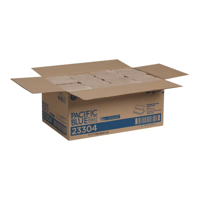 Pacific Blue Basic Folded Paper Towel 9.4X9.2 IN 1PLY Kraft 1/2 Fold 250 Sheets/Pack 16 Packs/Case 4000 Sheets/Case