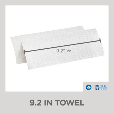 Pacific Blue Basic Folded Paper Towel 9.4X9.2 IN 1PLY White 1/2 Fold 250 Count/Pack 16 Packs/Case 4000 Count/Case