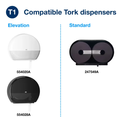 Tork Advance Toilet Paper & Tissue Roll T1 3.48IN X1600FT 2PLY White Jumbo (JRT) High Capacity Refill 6 Rolls/Case