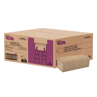 Cascades PRO Folded Paper Towel 9.125X10.25 IN Kraft Single Fold 250 Sheets/Pack 16 Packs/Case 4000 Sheets/Case