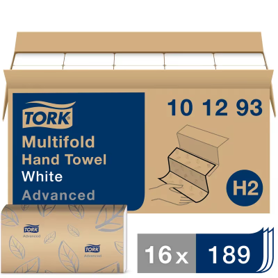 Tork Xpress Folded Paper Towel H2 9.5X9.125 IN 3.17X9.125 IN White Multifold Z Embossed Refill 189 Count/Case