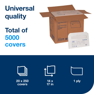 Tork Toilet Seat Cover V1 14.5X9.5 IN 14.5X9.5 IN White Half-Fold Universal Refill 12/Case