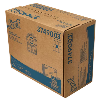 Scott® Folded Paper Towel 8X9.4 IN White Multifold 250 Sheets/Pack 16 Packs/Case 4000 Sheets/Case