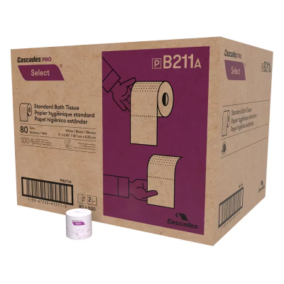 Cascades PRO Pro Select Toilet Paper & Tissue Roll 2PLY White 500 Sheets/Roll 80 Rolls/Case