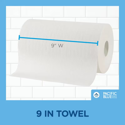 Pacific Blue Ultra™ Roll Paper Towel 9IN X400FT 1PLY White Standard Roll 5.5 9IN Roll 1.75IN Core Diameter 6 Rolls/Case