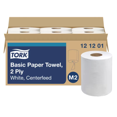 Tork Basic Roll Paper Towel M2 11.8X9 IN 590 FT 2PLY White Centerfeed Refill 600 Sheets/Roll 6 Rolls/Case
