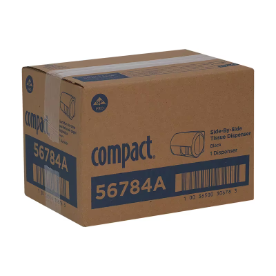 Compact® Toilet Paper Dispenser 6.75X10.12 IN Wall Mount Black 2-Roll Coreless Side-by-Side High Capacity 1/Each