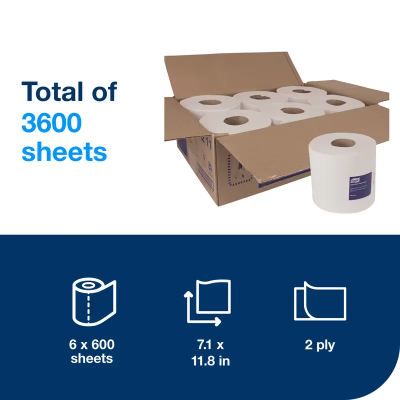 Tork Roll Paper Towel M2 11.8X7.1 IN 590 FT 2PLY Centerfeed Universal Refill Watertight 600 Sheets/Roll 6 Rolls/Case