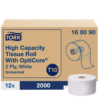 Tork OptiCore® Toilet Paper & Tissue Roll T10 3.5X3.75 IN 583.333 FT 2PLY White Universal 2000 Sheets/Roll
