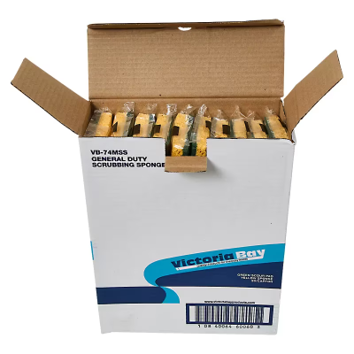 Victoria Bay Scrubbing Sponge 3.6X6.1 IN Medium Duty Synthetic Fiber Yellow Green 20/Case