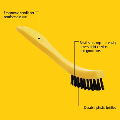 Grout & Tile Brush 8.5X0.50X1.30 IN Plastic Yellow Black 1/Each