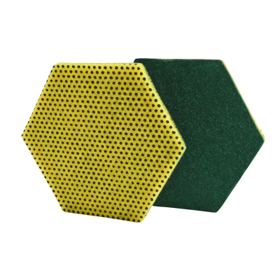 Scotch-Brite™ 96HEX Scouring Pad 5.75X5 IN Heavy Duty Fiber Green Yellow Hexagon Dual Purpose Dishwasher Safe 15/Case