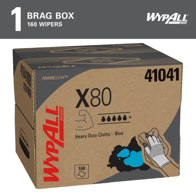 WypAll® X80 Cleaning Towel 11.1X16.8 IN Heavy Duty HydroKnit Blue Brag Box 160/Case