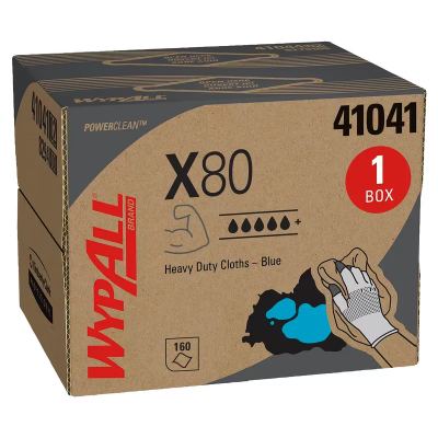 WypAll® X80 Cleaning Towel 11.1X16.8 IN Heavy Duty HydroKnit Blue Brag Box 160/Case