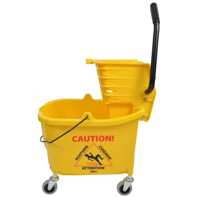 Mop Bucket & Wringer 35 QT Plastic Yellow Side Press 1/Each