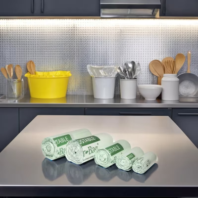 Victoria Bay Compostable Liner 34X48 IN 35 GAL Green Biopolymer 0.85MIL Roll 20 Count/Roll 5 Rolls/Case