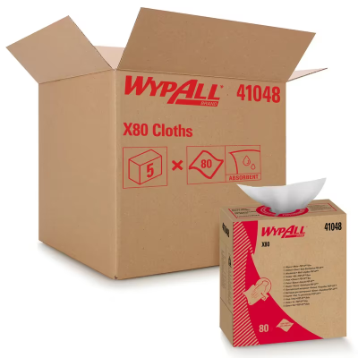 WypAll® X80 Cleaning Towel 8.34X16.8 IN Heavy Duty HydroKnit White Pop-Up Box 80 Count/Pack 5 Packs/Case 400 Count/Case