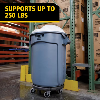 Brute® Trash Can Dolly 18.25X18.25X6.63 IN 250 LB Black Resin Round Swivel 1/Each
