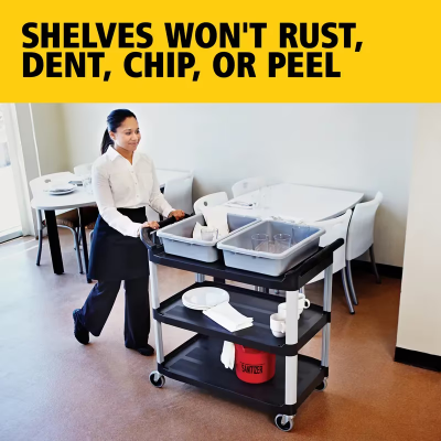 Xtra Utility Cart 40.6X20X38 IN 300 LB Black Gray Resin Open Sides 4 IN TPR Caster 1/Each