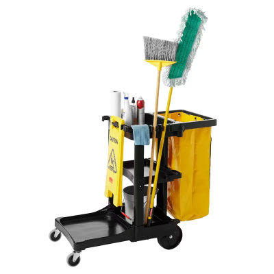 Janitorial Cleaning Cart & Bag Black Yellow Plastic Vinyl Traditional Zipper 1/Case