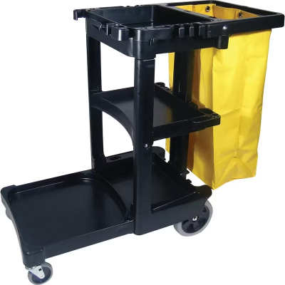 Janitorial Cleaning Cart & Bag Black Yellow Plastic Vinyl Traditional Zipper 1/Case