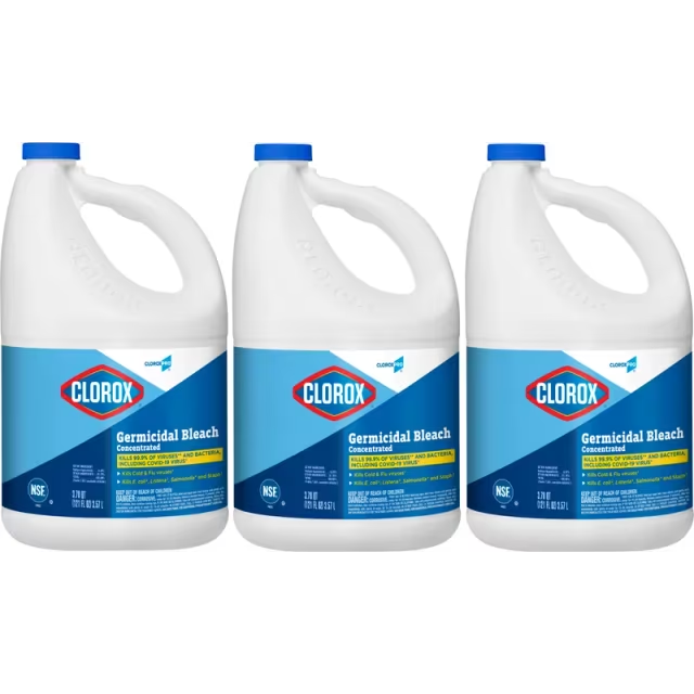 Clorox® Bleach 121 FLOZ Concentrate Antibacterial Child Resistant Screw Cap 3/Case