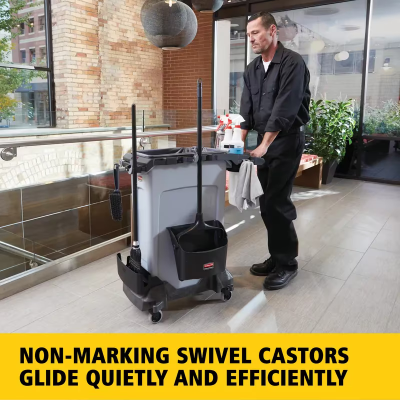 Slim Jim® Cleaning Cart Dolly 23.81X14.63X8.38 IN Black Resin Trainable 3 IN Non-Marking Casters 1/Each