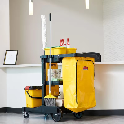 Janitorial Cleaning Cart Bag 24 GAL Yellow Vinyl 24 Gallon Zipper 1/Each