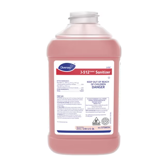 J-512 Sanitizer 2.5 L Multi Surface Liquid Concentrate Quat Kosher For J-Fill® 2/Case