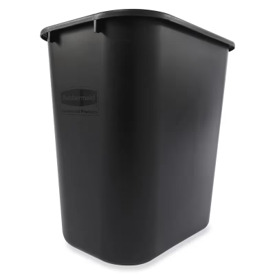 1-Stream Trash Can 14.75X10.5X15 IN 7 GAL 28 QT Black Rectangle Resin Deskside Food Safe 1/Each