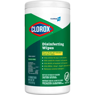 Clorox® Fresh Scent One-Step Disinfectant Multi Surface Wipe Bleach-Free Antibacterial 75 Count/Pack 6 Packs/Case