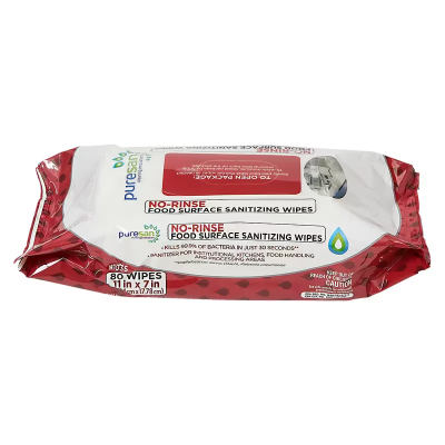Unscented Food Service Sanitizer Wipe No Rinse 80 Count/Pack 12 Packs/Case