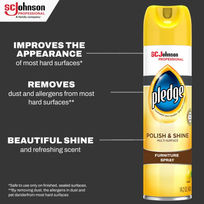 Pledge® Lemon Dust & Allergen Furniture Cleaner 14.2 FLOZ Multi Surface Aerosol 6/Case