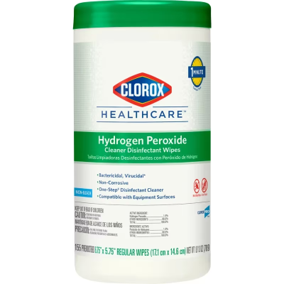 Clorox Healthcare® Hydrogen Peroxide Unscented One-Step Disinfectant Multi Surface Wipe 155 Count/Pack 6 Packs/Case