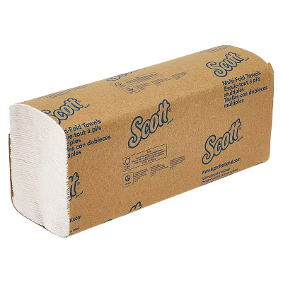 Scott® Folded Paper Towel 9.2X9.4 IN White Multifold 250 Sheets/Pack 16 Packs/Case 4000 Sheets/Case