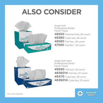 Angel Soft Professional® Facial Tissue 8.4X7.5 IN 2PLY White 1/2 Fold Cube Box Premium 96 Sheets/Pack 36 Packs/Case