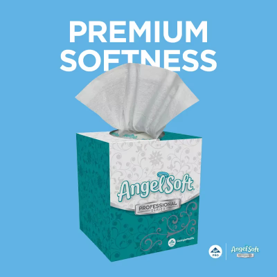 Angel Soft Professional® Facial Tissue 8.4X7.5 IN 2PLY White 1/2 Fold Cube Box Premium 96 Sheets/Pack 36 Packs/Case
