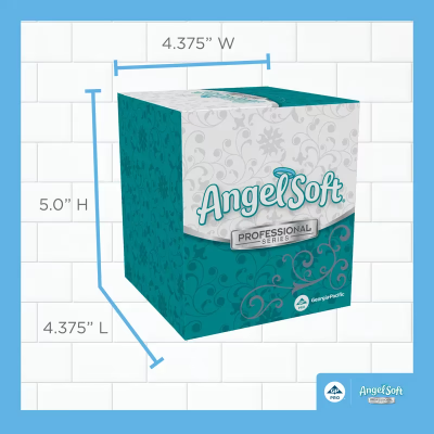 Angel Soft Professional® Facial Tissue 8.4X7.5 IN 2PLY White 1/2 Fold Cube Box Premium 96 Sheets/Pack 36 Packs/Case