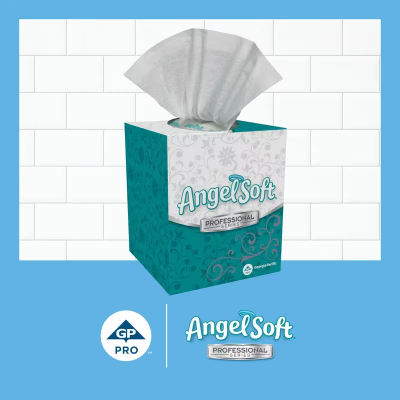 Angel Soft Professional® Facial Tissue 8.4X7.5 IN 2PLY White 1/2 Fold Cube Box Premium 96 Sheets/Pack 36 Packs/Case