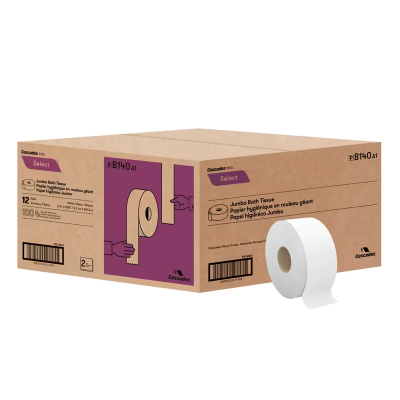 Cascades PRO Select® Toilet Paper & Tissue Roll 3.3IN X1000FT 2PLY White Jumbo (JRT) 12 Rolls/Case