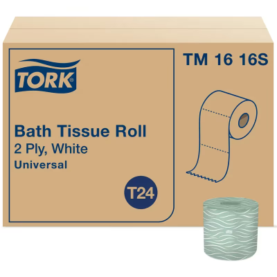 Tork Toilet Paper & Tissue Roll T24 3.75X3.96 IN 156.25 FT 2PLY White Standard Universal 500 Sheets/Roll 96 Rolls/Case